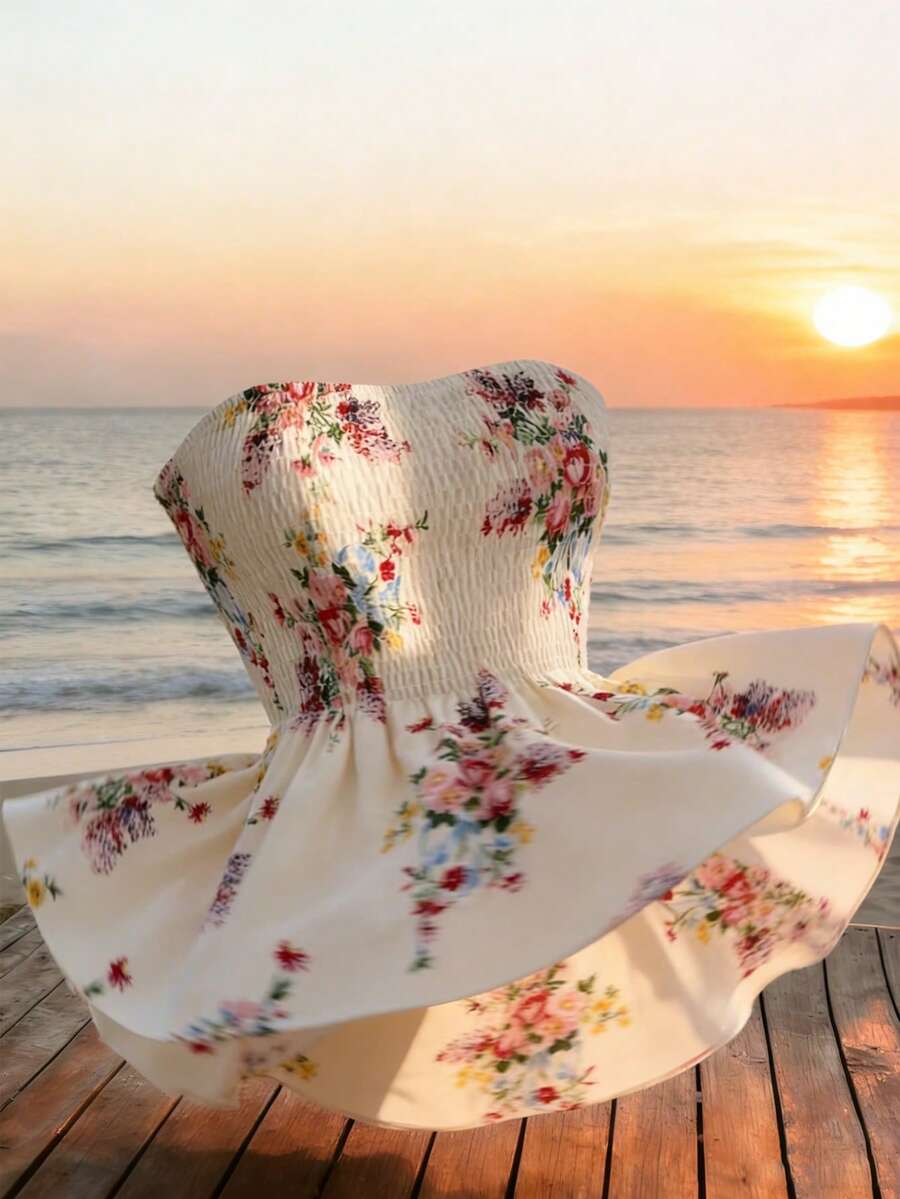 Elenzga Top bandeau con estampado floral para mujer - Multicolor - Ver 1