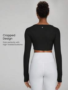 GLOWMODE FeatherFit™-Ribbed Long Sleeve Cardigan Daily Casual - Black - View 2