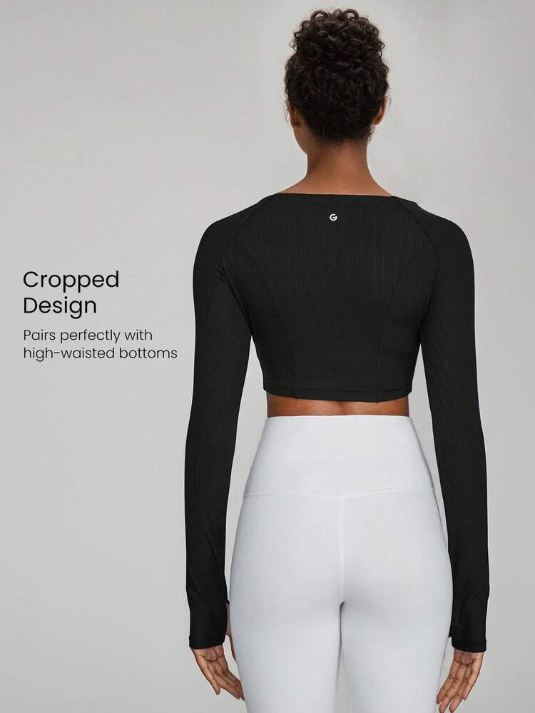 FeatherFit™-Ribbed Long Sleeve Cardigan Daily Casual