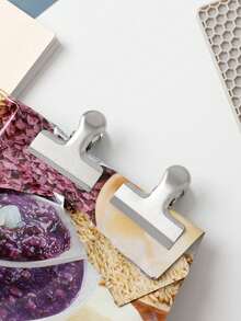 1个不锈钢密封夹，简约纯银色手动食品密封夹，家用 - 銀色 - 查看 13