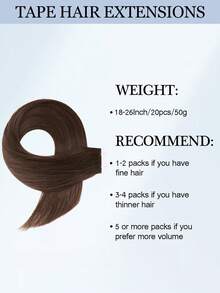 20pcs Tape In Hair Straight Brown Color 150% 18-26 Inch Remy Human Hair Tape In Hair Extension Dark Brown Color Tape In Hair Tape Ins Hair Extensions - S3 - View 6