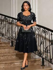 SHEIN Lady Summer Dress Elegant Dress Holiday Dress - Black - View 7