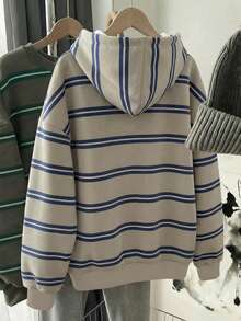 SHEIN EZwear Áo sweatshirt phong cách Hàn Quốc thời trang, đa năng, họa tiết sọc nhiều màu sắc, thích hợp mặc ngoài, chụp ảnh, cắm trại, mùa thu, mùa đông, mùa tựu trường, cổ tròn thường dành cho nữ. - Nhiều màu - Xem 2