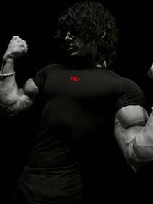 RISE LYT 男士哥特印花休闲健身运动T恤 - 黑色 - 查看 2