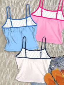 Teen Girl Floral Print Casual Versatile Camisole - Grey - View 2