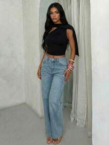 Glamine 无袖高领紧身上衣 - 黑色 - 查看 5