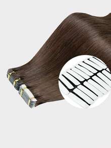 20pcs Tape In Hair Straight Brown Color 150% 18-26 Inch Remy Human Hair Tape In Hair Extension Dark Brown Color Tape In Hair Tape Ins Hair Extensions - S3 - View 3