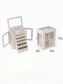 Joyero de lujo, de varios niveles y con capacidad de rotación, para almacenamiento de joyas en el escritorio - Multicolor - Ver 2