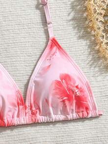 SHEIN 少女三件套比基尼，蝴蝶印花，蝴蝶结装饰，配有裙子，时尚休闲优雅泳装，适合游泳、度假和夏季穿着。 - 彩色 - 查看 5