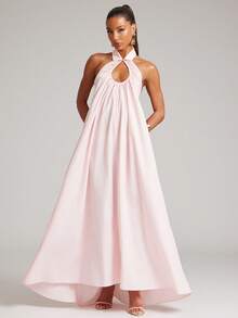 NYA SZN Dress Sleeveless Maxi Length Collared Ruched Gathering Preppy Easter St. Patricks Day Brunch Casual Everyday Going Out Party Special Occasion Travel Vacation Office Siren Western Country Date Night Elegant Luxury Outfits For Women - Pink - View 5