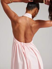 NYA SZN Dress Sleeveless Maxi Length Collared Ruched Gathering Preppy Easter St. Patricks Day Brunch Casual Everyday Going Out Party Special Occasion Travel Vacation Office Siren Western Country Date Night Elegant Luxury Outfits For Women - Pink - View 7