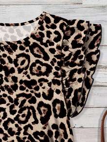 Mellowie Women's Leopard Print Round Neck Casual Versatile Daily Wear Shirt - Multicolor - View 3