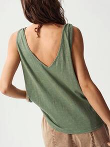 Bohemela Plus Size V-Neck Embroidered Loose Casual Versatile Camisole For Summer - Green - View 9