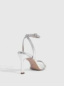 CUCCOO SZL Women Shoes Spring And Summer New Silver Ankle Strap Women's High Heel Sandals Stylish Simple Comfortable Versatile Sexy Party Banquet Women's Sandals Summer Shoes - @silver - View 3