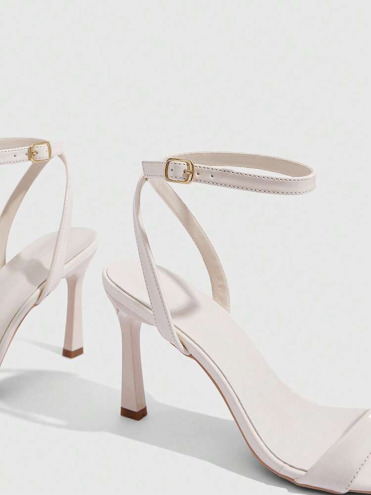 CUCCOO SZL Women Shoes Spring And Summer New Beige Mirror Ankle Strap Women's High-Heeled Sandals Fashionable Simple Comfortable Versatile Sexy Party Banquet Women Sandals