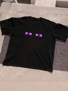 Teen Boys Summer Creative Devil's Eye Mosaic Street Dark Style Round Neck Short Sleeve T-Shirt - Black - View 4
