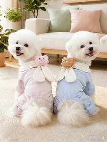 PETSIN 1件宠物服装，配有可爱卡通娃娃领带，猫狗穿着连体衣，柔软舒适。 - 彩色 - 查看 4
