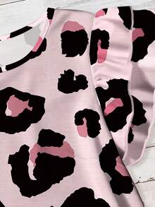 EMERY ROSE Plus Size Women Allover Print Round Neck Casual Versatile Daily Wear Shirt - Pink - View 5