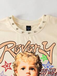 ROMWE MEN Street Life Men's Printed Rivet Loose Tank Top Spring/Summer - Apricot - View 2