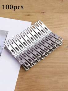 100/240个不锈钢木制晾衣绳夹，晾衣绳夹，小型晾衣绳夹，防风夹。 - 銀色 - 查看 7