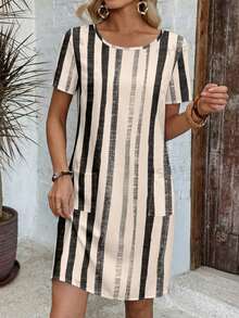 EMERY ROSE Đầm ngắn kẻ caro tối giản, thoải mái dành cho nữ, thích hợp cho mùa hè. - Nhiều màu - Xem 3