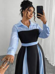 SHEIN Elenzya Đầm dài tay cổ buộc dây phối họa tiết cho nữ, đầm dự tiệc nhà thờ, đầm trang trọng, đầm thanh lịch cổ điển cho nữ, bộ trang phục nữ sang trọng. - Nhiều màu - Xem 4