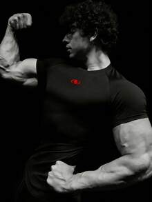 RISE LYT 男士哥特印花休闲健身运动T恤 - 黑色 - 查看 4