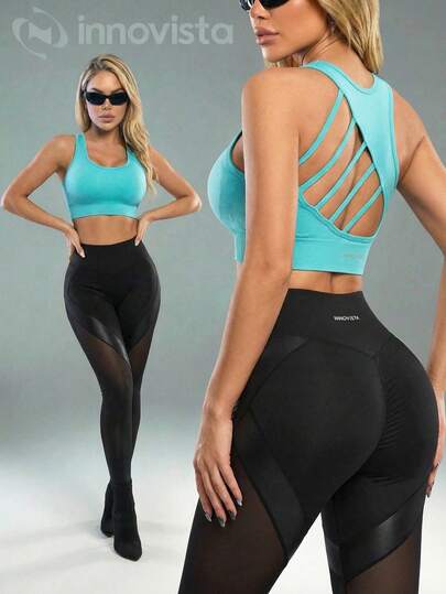 Innovista Removable Padded Adjustable Strap Sexy Hollow-Out Back Yoga/Dance Sports Lifting Waist Hollow Strap Women Sports Suit
