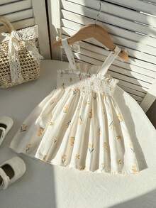 SHEIN Đầm midi xếp ly không tay nhiều màu sắc cho bé gái, chất liệu mềm mại và thoải mái, thích hợp cho kỳ nghỉ và các buổi tụ họp, xu hướng thời trang mới Xuân/Hè 2026. - Nhiều màu - Xem 2