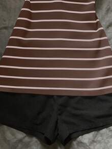 Glimmora Camiseta de manga corta con estampado de rayas vintage para mujer, verano - Multicolor - Ver 5