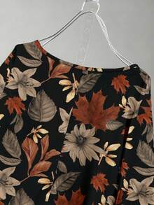 EMERY ROSE Camisa de manga larga de cuello redondo, estilo casual y holgado, elegante para ir al trabajo o de vacaciones. Tela versátil y cómoda, camisa de talla grande para primavera/verano/otoño, camisa de talla grande con estampado de cuello redondo - Multicolor - Ver 5