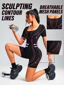 Innovista Women's Backless Seamless Sports Romper - Black - View 7