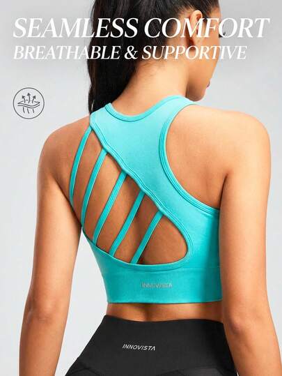 Innovista Removable Padded Adjustable Strap Sexy Hollow-Out Back Yoga/Dance Sports Lifting Waist Hollow Strap Women Sports Suit