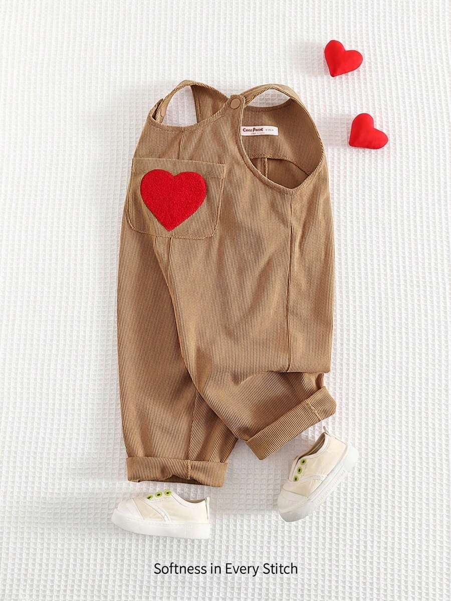 Cozy Pixies Baby Girl Valentine's Day Heart Graphic Casual Sports Jumpsuit Romper - Multicolor - View 1