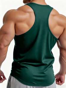 GymBeat 男士字母印花休闲健身运动背心 - 綠色 - 查看 2