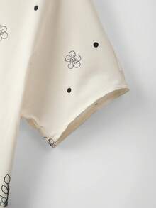SHEIN Elegante, lässige Sommerbluse mit Blume Muster in Apricotfarbe für Frauen - Aprikosenfarben - Übersicht 3