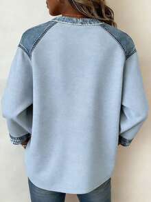 EMERY ROSE 女士休闲时尚街头风仿牛仔爪印长袖T恤，春秋季 - 彩色 - 查看 3