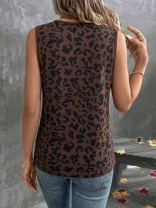 Women's Leopard Print V-Neck Casual Versatile Tank Top, Spring/Summer New Arrival - Multicolor - View 2