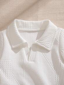 Souflis Souflis Baby Boy Cute Comfortable Versatile All-Match Casual Fashionable Textured Fabric Top - Beige - View 4