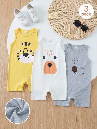 Bộ áo liền quần họa tiết động vật hoạt hình cho bé trai