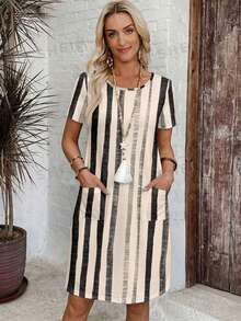 EMERY ROSE Đầm ngắn kẻ caro tối giản, thoải mái dành cho nữ, thích hợp cho mùa hè. - Nhiều màu - Xem 7