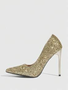 CUCCOO SZL 女鞋 女士尖头细高跟鞋 金色闪亮亮片 女士高跟鞋 优雅时尚 华丽性感 适合派对、宴会、夜总会等场合 女士高跟鞋 - 格力特淺金 - 查看 9