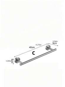 Drilling Holes Ensures A More Secure Installation. Stainless Steel Towel Bar, Bathroom Towel Rack, Tissue Holder, Drilled Hook, Multi-Functional Storage Rod (1 Piece) - Silver - View 8