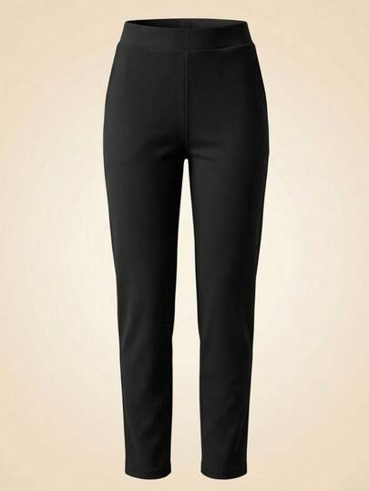 Pantalón semientubado para mujer, clásico, casual y elegante, tela de algodón y poliéster, apto para cualquier temporada. Colores lisos sin estampados. Ajuste de cintura natural con resorte ligero, bolsillos funcionales. Fresco, ligero y cómodo.