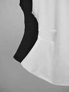 GlowEve 2pcs Women's Sleeveless V-Neck Ruched Waist Black & White Tank Top Set - Multicolor - View 3