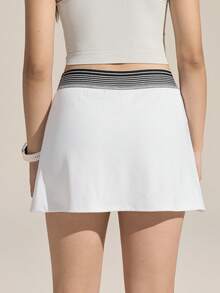 Exploreva Falda pantalón casual de mujer con diseño de patchwork, versátil para uso diario y actividades al aire libre - Blanco - Ver 4