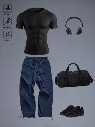 Manfinity Sport Corelite 男士短袖T恤和运动裤套装