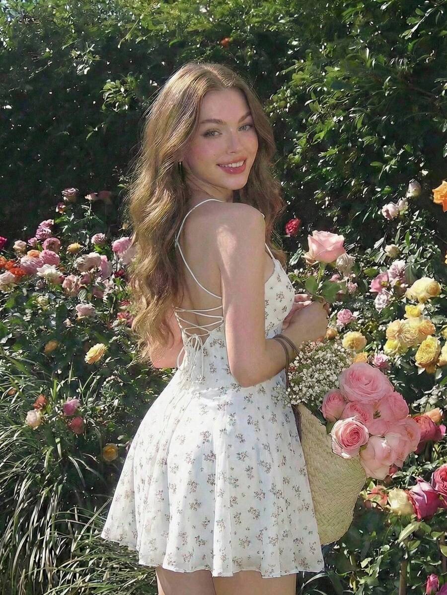 MainGRL Vestido mini de fiesta con estampado floral para mujer - Multicolor - Ver 1