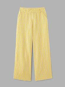lacRébo 黄色格纹阔腿裤，适合春夏，法式巴黎风情。 - 彩色 - 查看 7