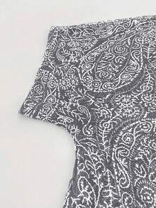 EMERY ROSE Plus Size Women Allover Print Casual Versatile Daily Wear Button-Down Shirt - Grey - View 3